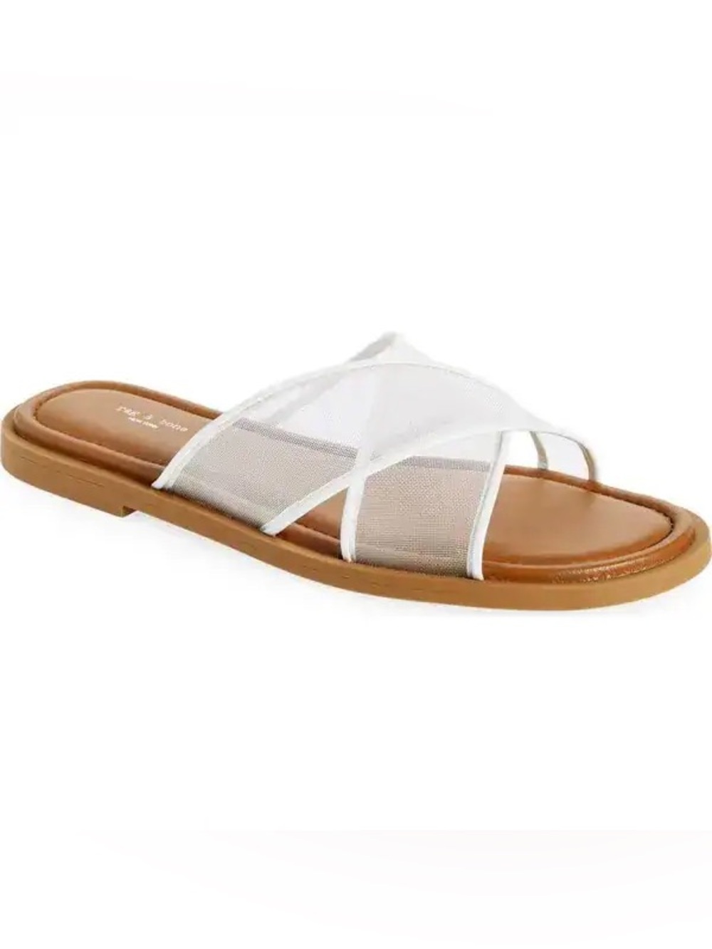 RAG & BONE Geo Mesh Flat Crisscross Slide Sandals in Antique White